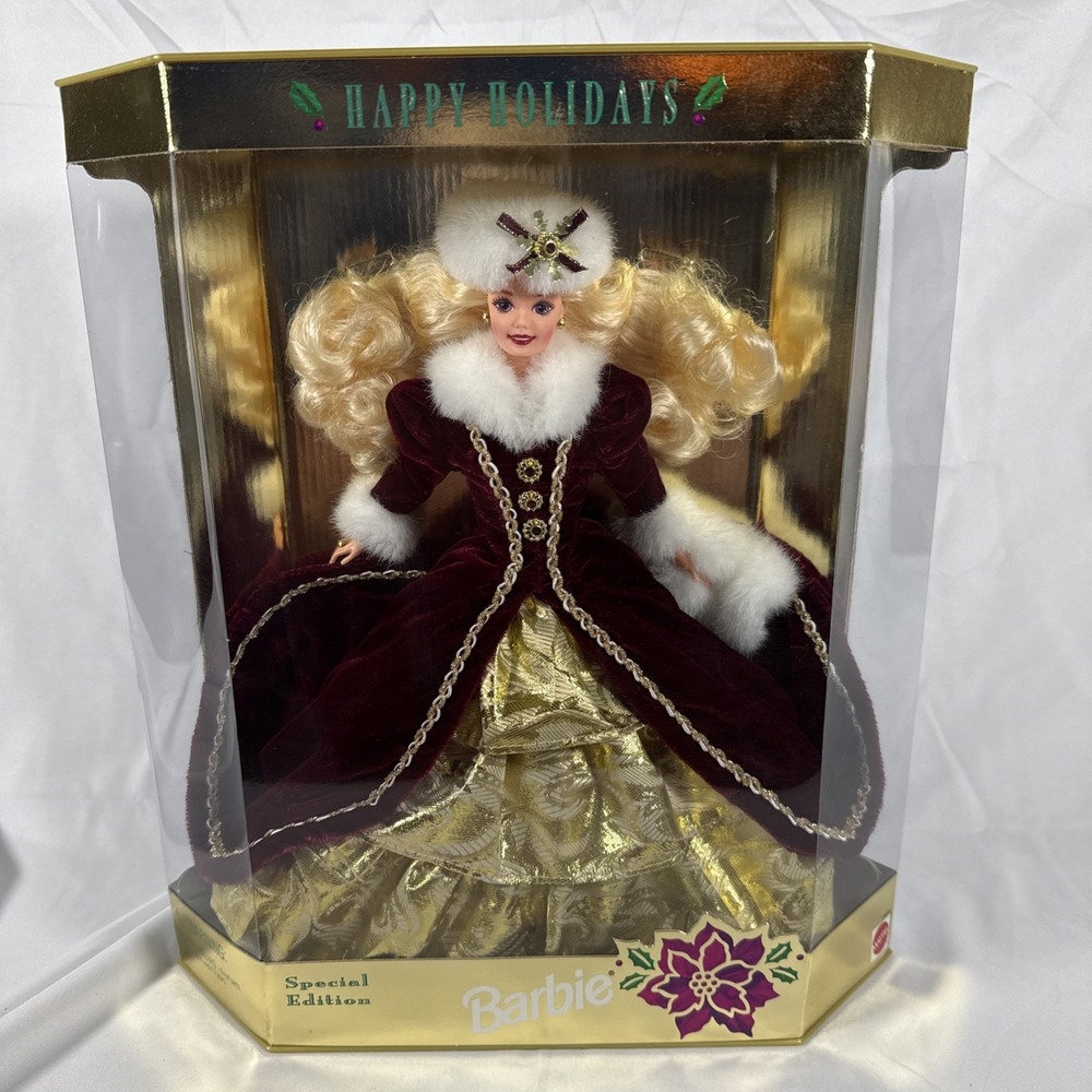 1996 Happy Holidays Barbie Special Edition NIB Burgundy Velvet Mattel Vintage